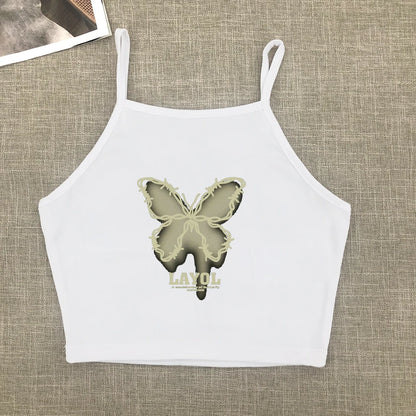 Pure Wind Short Short Sleeve Female Korean Spice Girl Round Neck Print Wearing Top With Shoulder Slimming T-shirt Trend