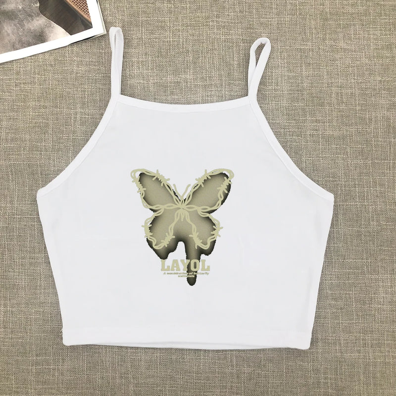 Pure Wind Short Short Sleeve Female Korean Spice Girl Round Neck Print Wearing Top With Shoulder Slimming T-shirt Trend