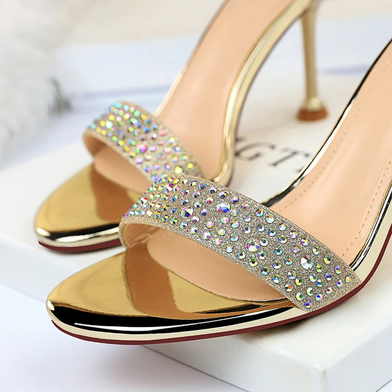 Shoes Rhinestone High Heels Pumps Kitten Heels Party Shoes Open Toe Sandals Heel Stiletto Wedding Shoes