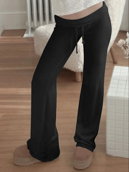 Drawstring Low Waist Straight Pants Basic Jogger Sweatpants