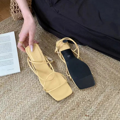 Shoes Sandals Stiletto Heels Suit Female Beige Allmatch Low New Comfort High Retro Summer