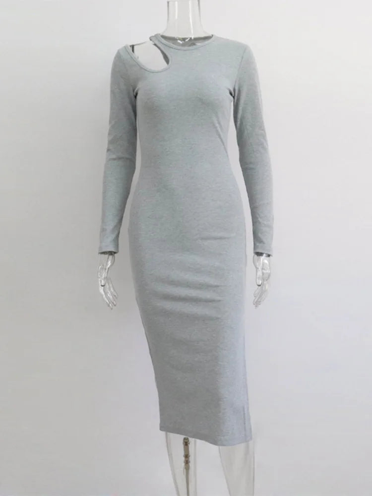 Cut Out O-neck Long Midi Dresses