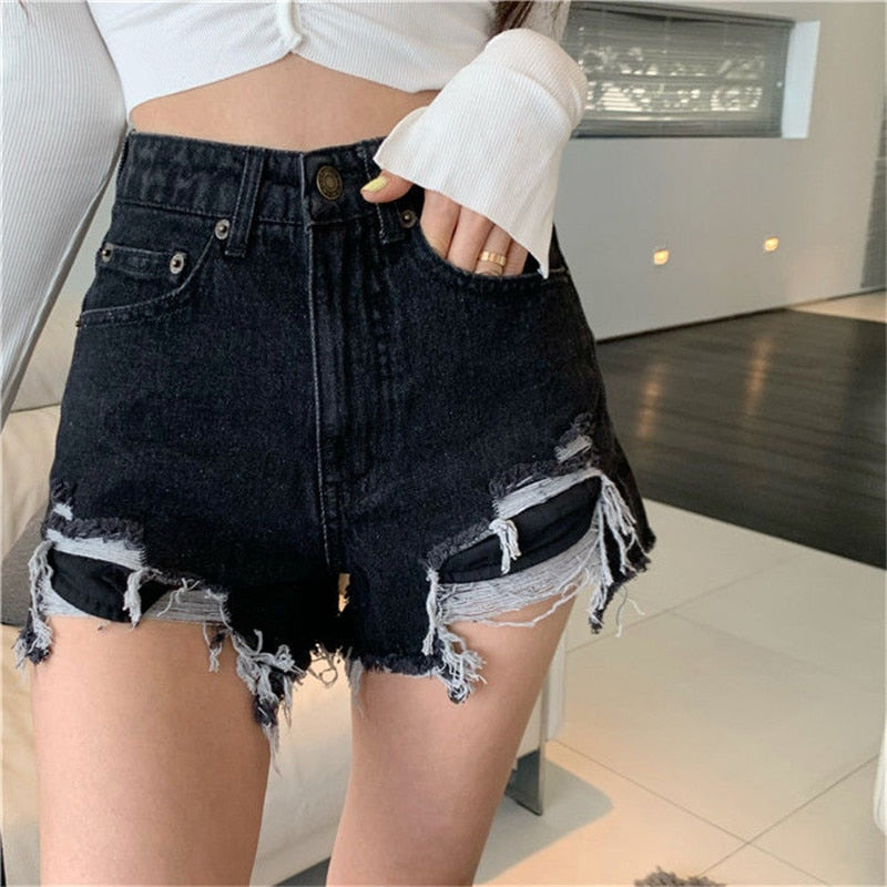 Denim Shorts With Tassel Pockets Mini Short Jeans