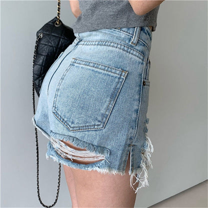 Denim Shorts With Tassel Pockets Mini Short Jeans