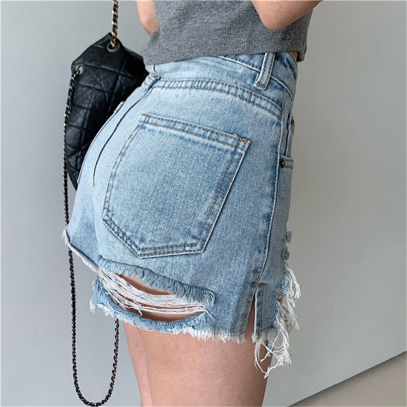 Denim Shorts With Tassel Pockets Mini Short Jeans