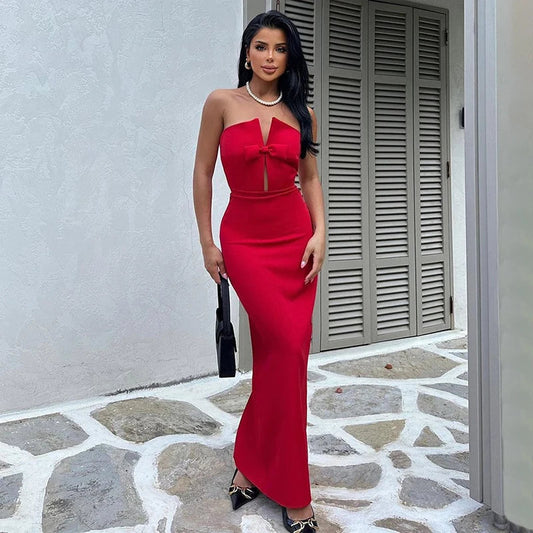 Red Maxi Dress for Christmas Party