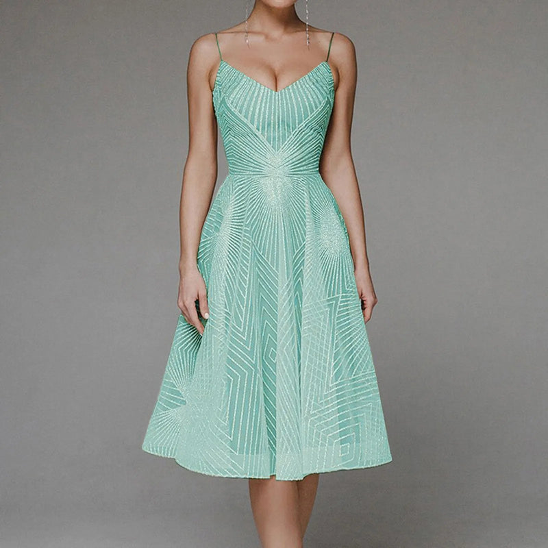 Luxurious Long Formal Party Evening Midi Dress