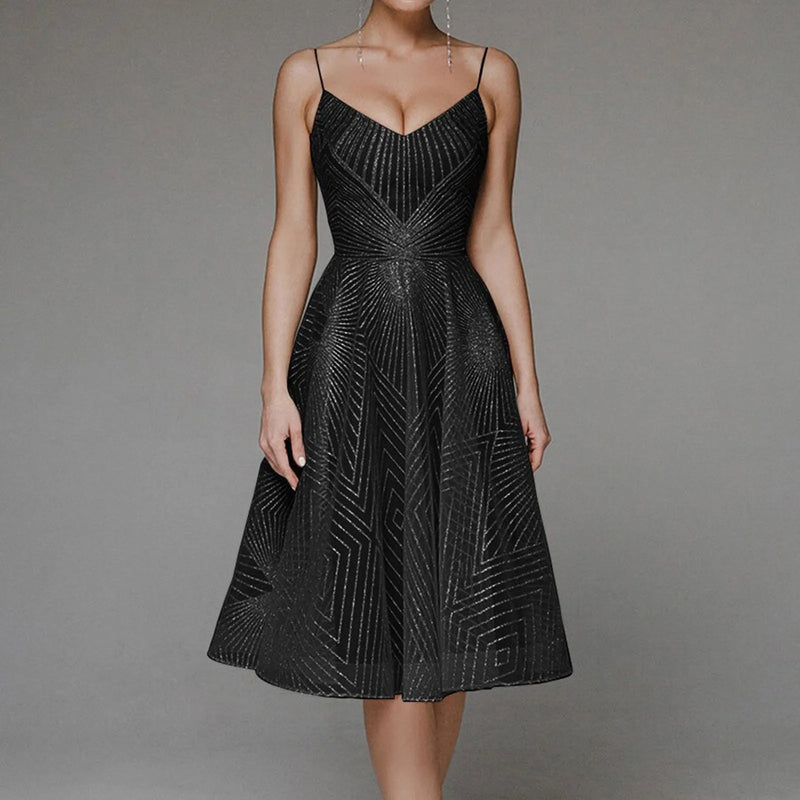 Luxurious Long Formal Party Evening Midi Dress