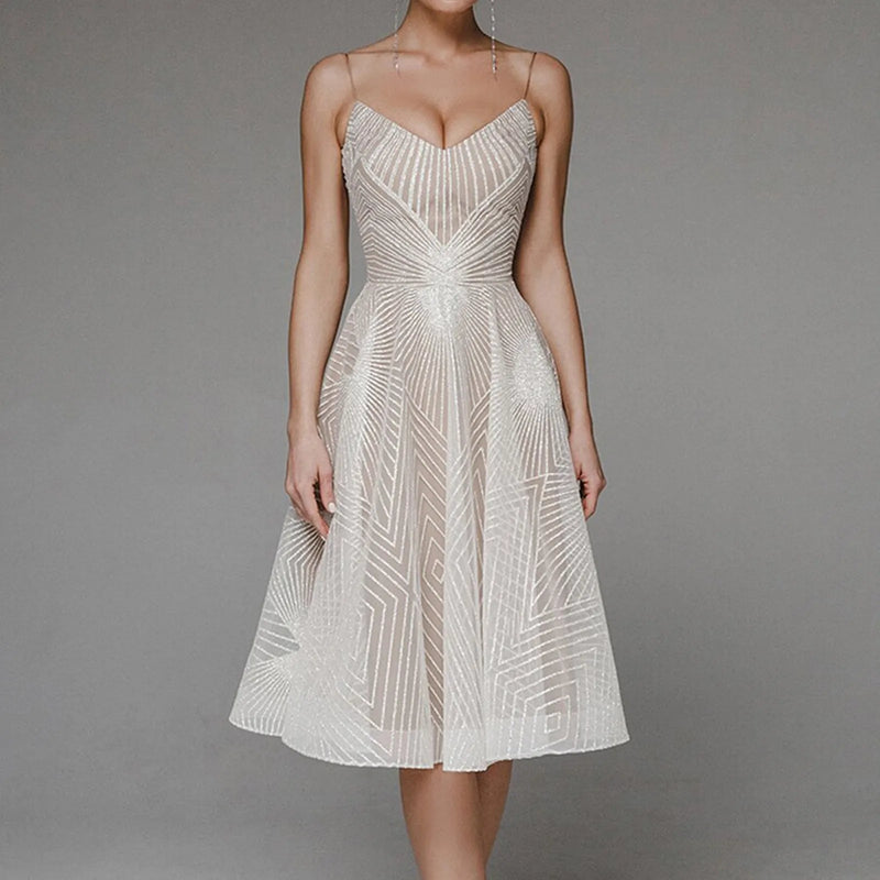 Luxurious Long Formal Party Evening Midi Dress