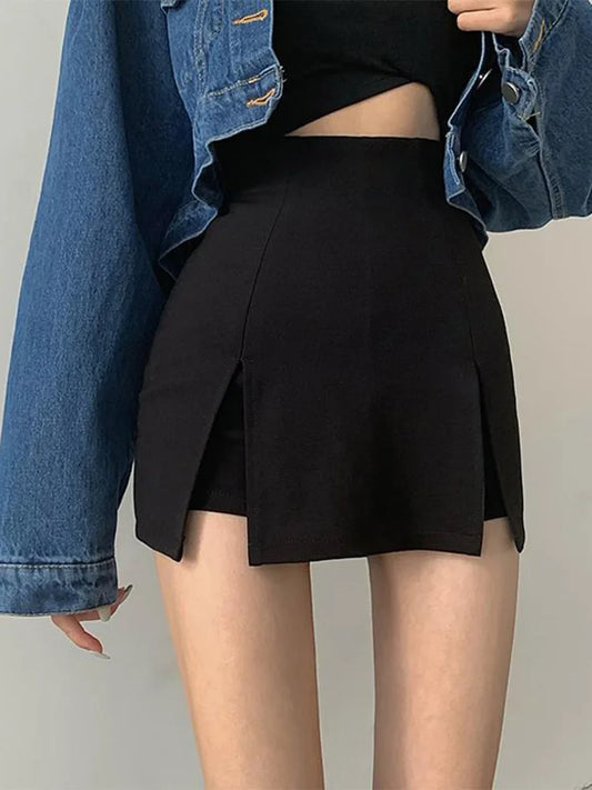 Split Shorts Skirt ’s Office Suit Skirt Summer New Black Mini A-line Pants Skirt High Waist Wide Leg Shorts