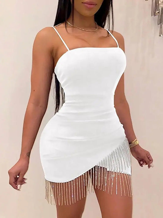 Tassels Club Autumn Halter Backless Mini Dresses