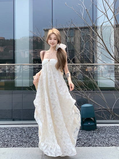 Backless Halter Maxi Dress Dreamy Vacation Photoshoot Look