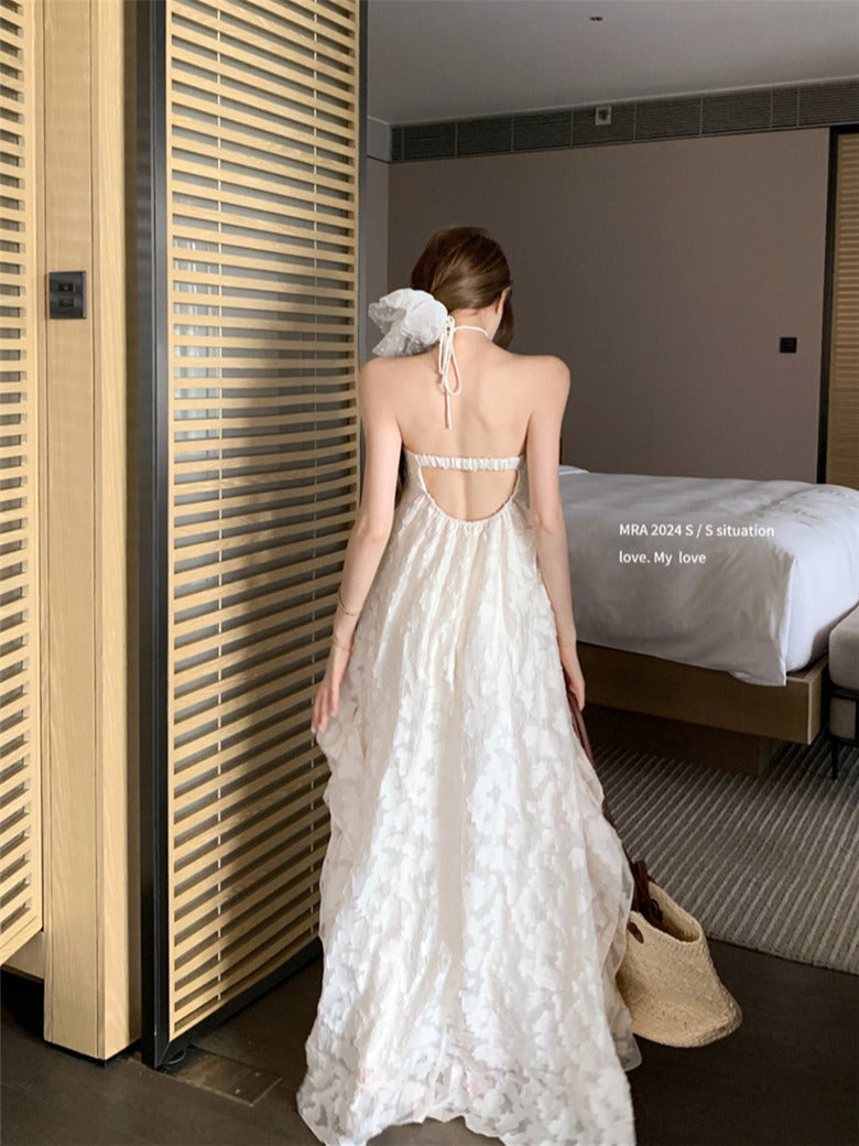 Backless Halter Maxi Dress Dreamy Vacation Photoshoot Look