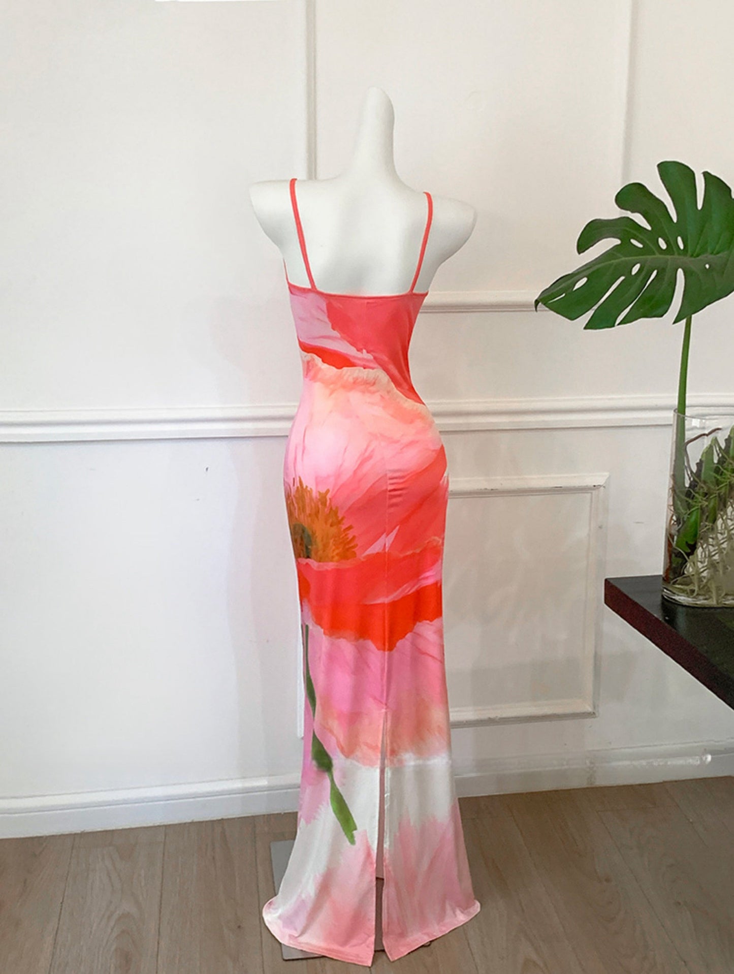 Pink Peony Mermaid Maxi Dress