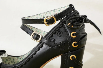 Summer 2.5 Platform Bow Lace Princess Lolita Shoes Party 10cm High Heel Buckle Big Size 43