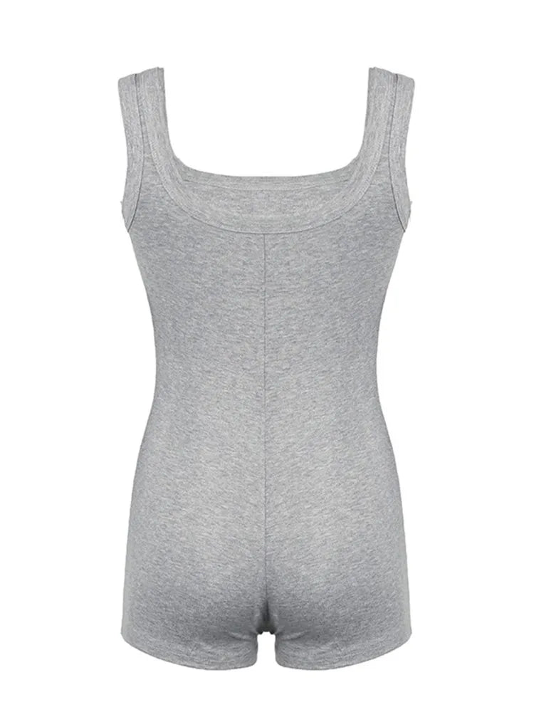 Sleeveless Square Collar Skinny Rompers Playsuits