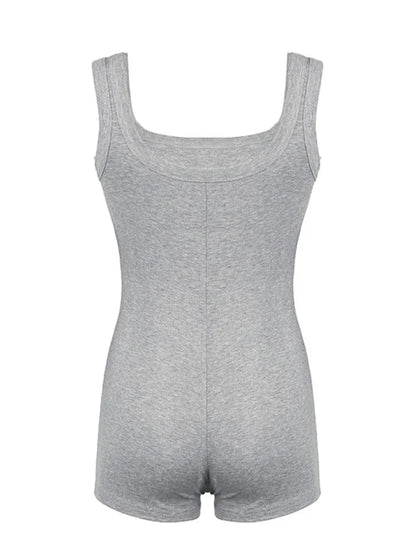 Sleeveless Square Collar Skinny Rompers Playsuits