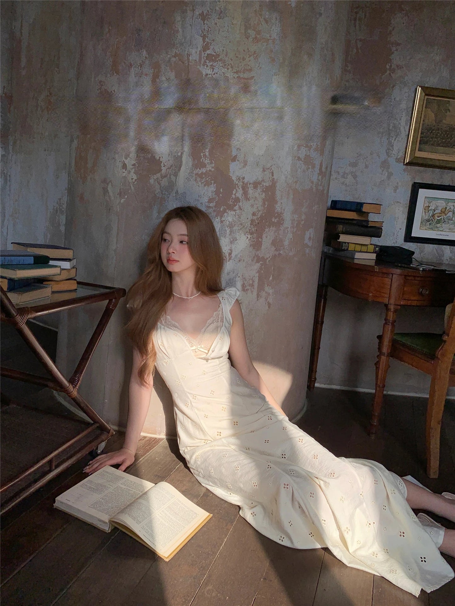 French Retro Midi Dress Even Party 2000s Clothing Vneck Y2k Dress Korean Sleeveless Summer