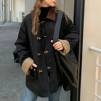 Corduroy Cotton Coat Autumn Winter New Lapel Neck Jackets Y2k Egirl Long Sleeve Thicked Warm Tops
