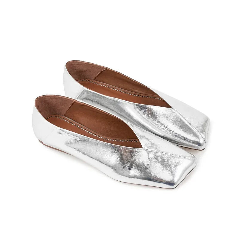 European and American Genuine Leather Flat Bottomed Square Toe Single Shoes for Wearing Two Mary Jane Shoes