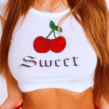 Instagram New Printed T-shirt Short Sleeved Short Top Y2k Summer Quick