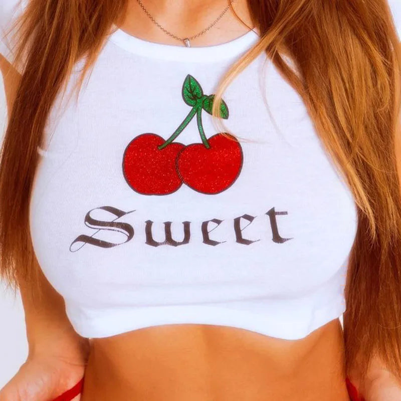 Instagram New Printed T-shirt Short Sleeved Short Top Y2k Summer Quick