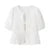 Babydoll Tops Y2k Clothes Embroidery Round Neck Puff Short Sleeve Shirts White Blouses