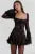 Print Mini Dress for Autumn Winter New Square Collar Long Sleeve Backless Loose Club Party Dress
