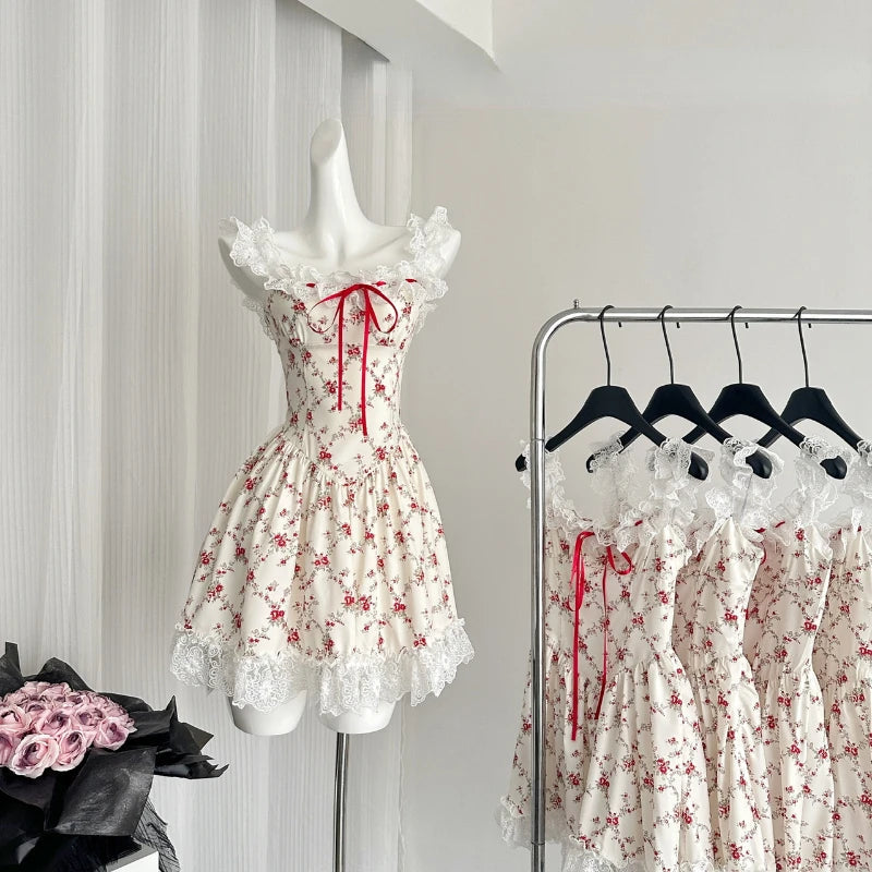 Beach Mini Dress 2000s Y2k Clothing Outwear Even Party One Piece Dress Korean Summer