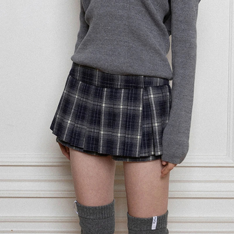 Plaid Aline Shorts Skirt England Style Low Waist Mini Skirts Japanese Korean Preppy Bottoms Y2k