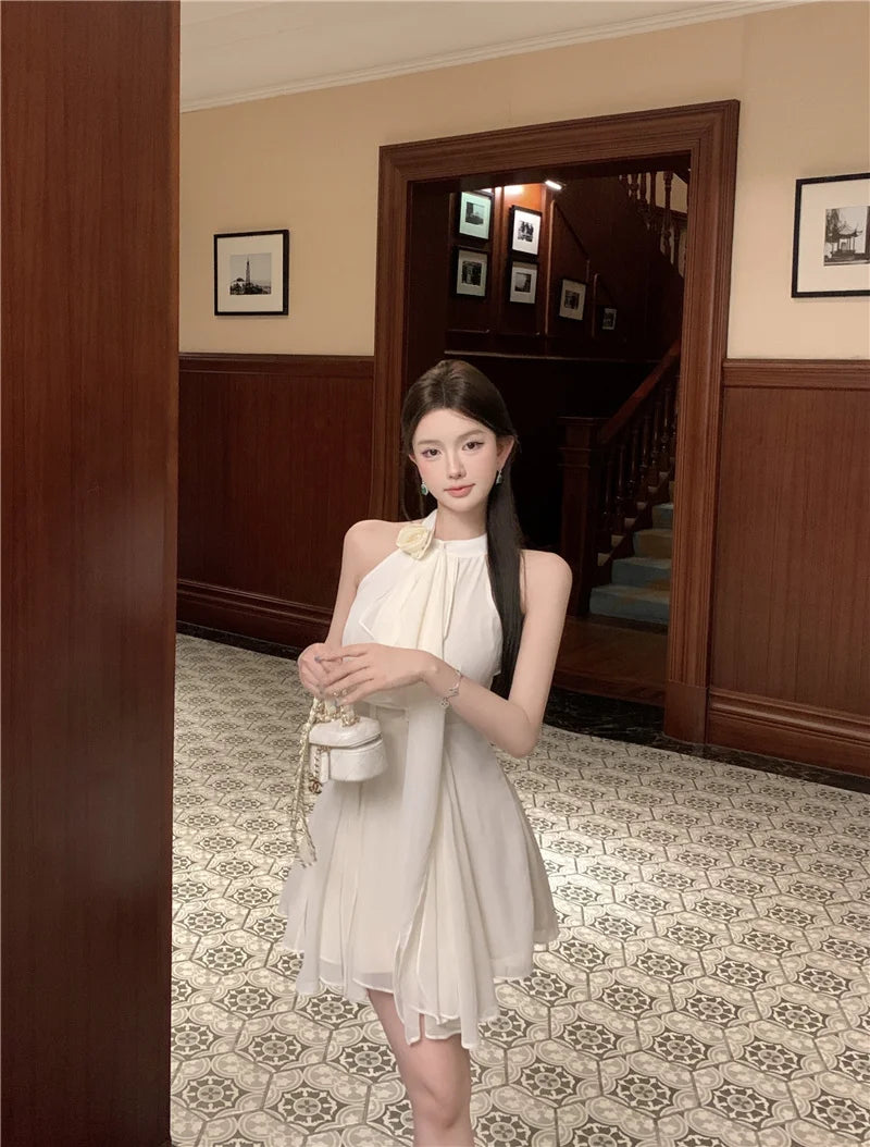 Sleeveless Y2k Mini Dress Korean Lady One Piece Clothing Evening Party Summer New