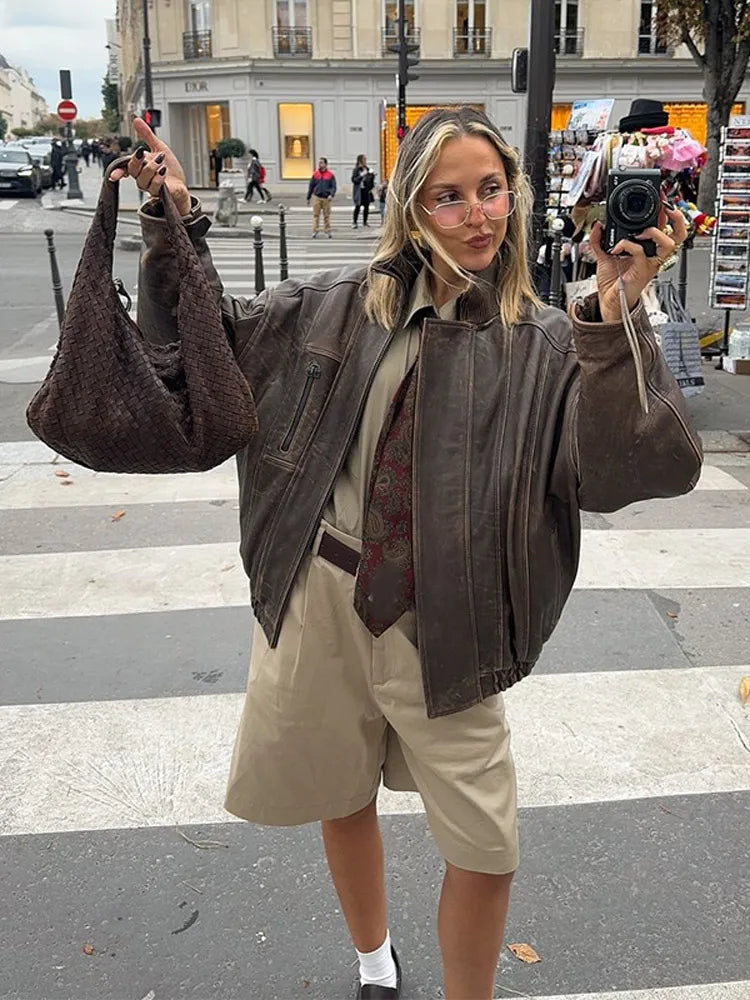 New Color Lapel Jackets Pocket Long Sleeved Zipper Coats Office Commuting Streetwears