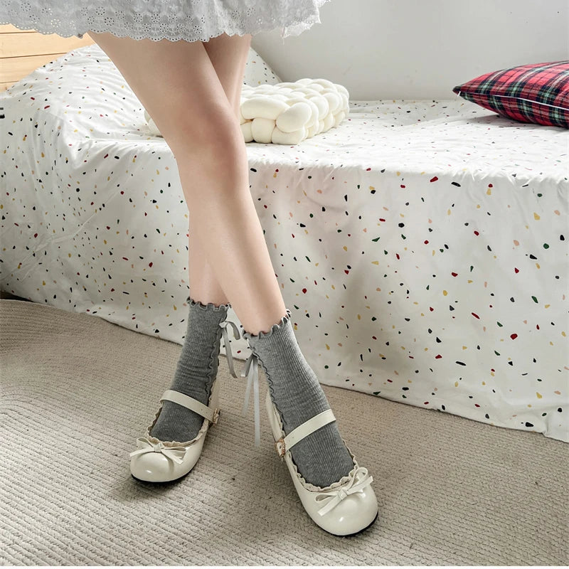 Jk Mary Jane Shoes Causal Shallow Butterflyknot Shoes Spring Autumn Female Leather Shoes