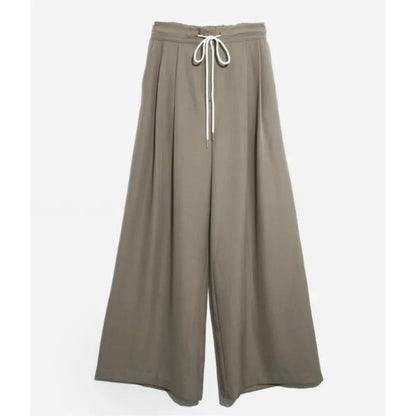 Loose Wide Leg Pants New Spring Summer High Waist Laceup Full Length Trousers Pocket Female