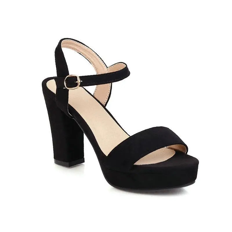 Size 3243 10cm High Heel Sandals Black Heel Open Toe Fashionable Summer Sandals Shoes