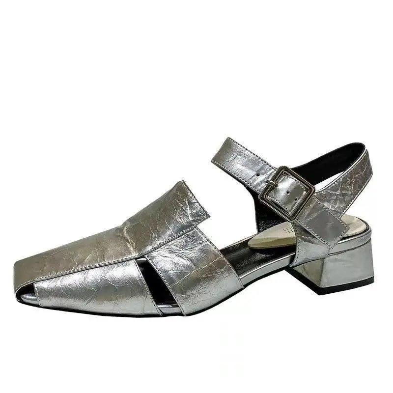 Highend Shoes Highheeled Characteristic Single Shoes Thickheeled Pu Mediumheeled Shoes