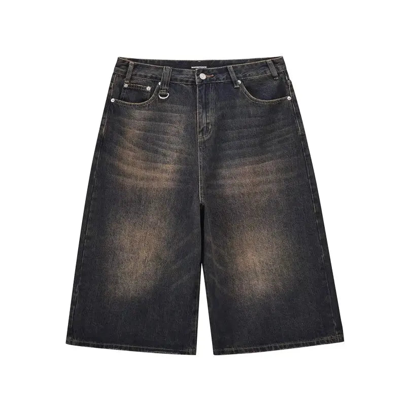 Harajuku High Waist 2000s Blue Denim Shorts Loose Fit Y2k Punk Style Baggy Shorts