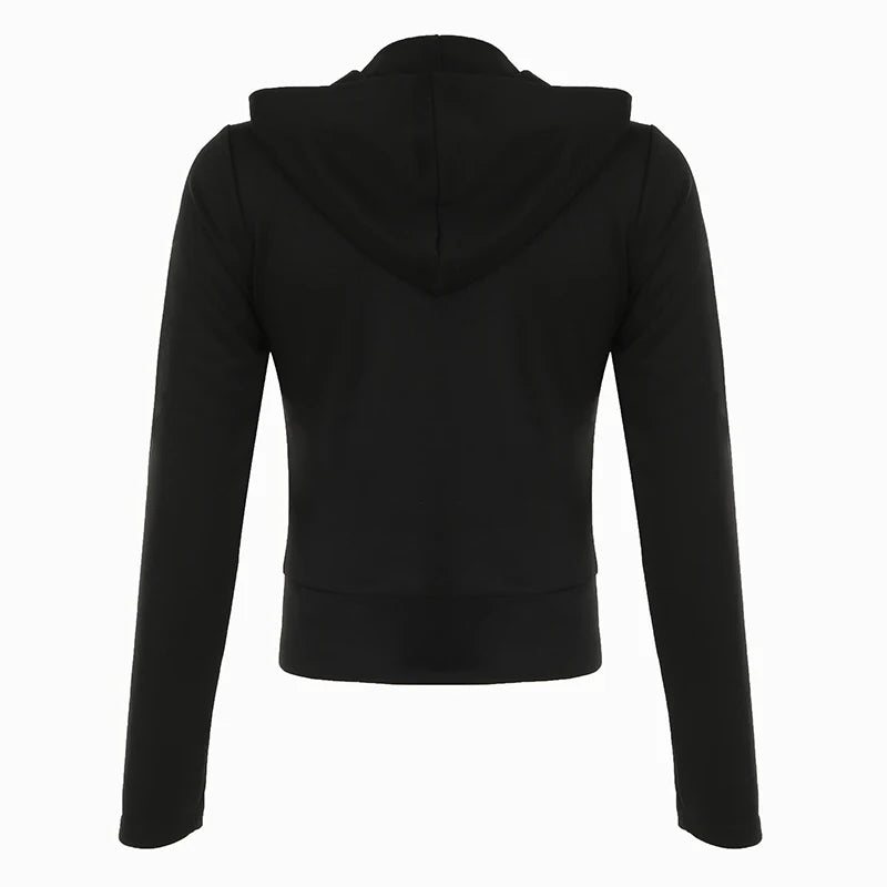 Y2k Darkly Retro Zip Up Hooded Coat Long Sleeve Basic S Diamonds Print Sweats Cardigan