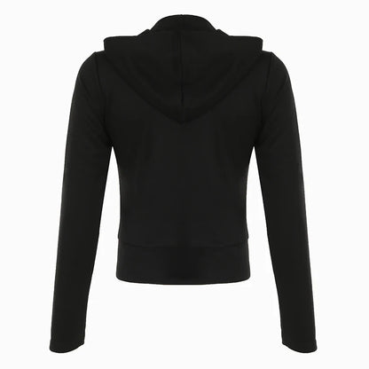 Y2k Darkly Retro Zip Up Hooded Coat Long Sleeve Basic S Diamonds Print Sweats Cardigan