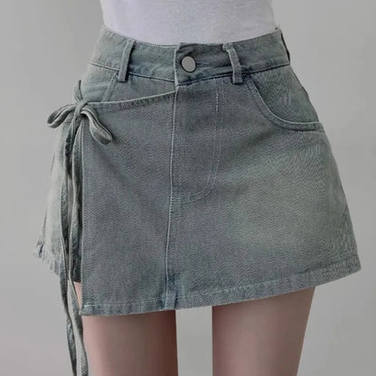 Fake 2 Pieces Shorts Mujer Bandage Korean Pants Spring Summer Simple Pantalones Cortos