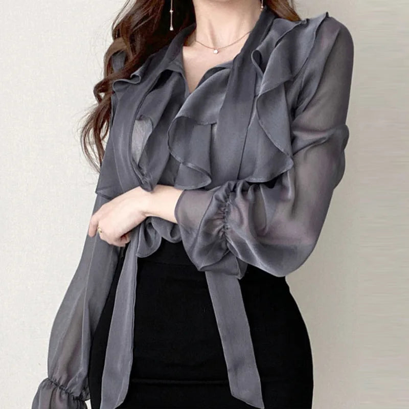 Chiffon Bow Office Lady Blouse
