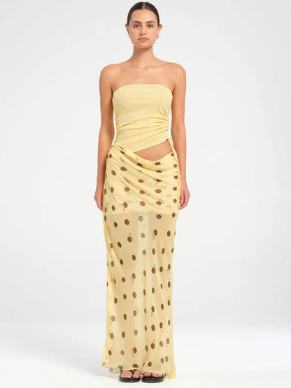 Polka Dot Patchwork Maxi Dress