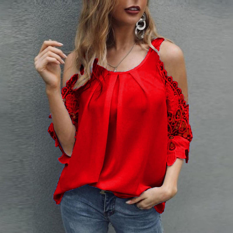 Off Shoulder Lace Blouse Summer Tops White Black Blouses O-neck Loose 5xl Clothes