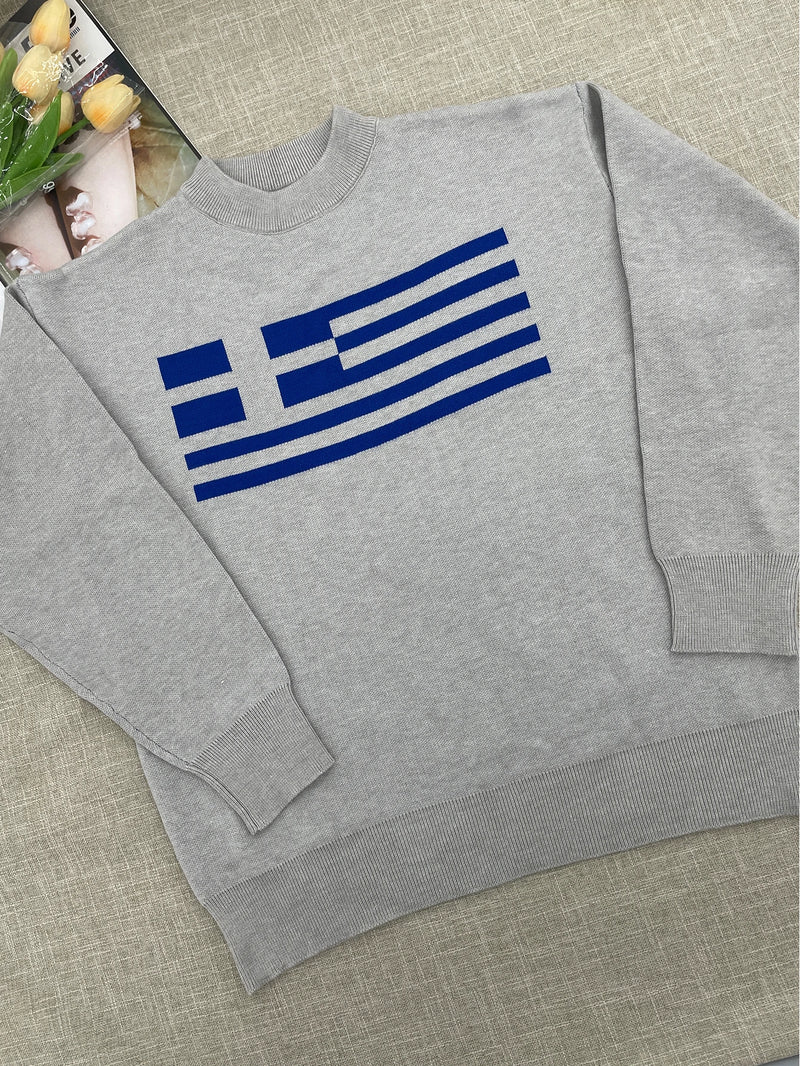Temperament Commuter Style Pullover Sweater for ’s Autumn and Winter New Loose All-match Crew-neck Knitwear