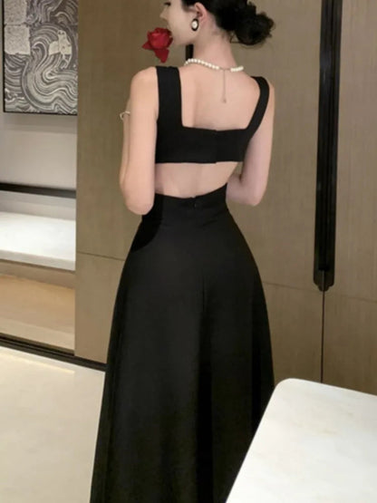 Backless Evening Party Dress Sleeveless Aline Long Dresses for Spring Summer Prom Robe Vestidos Mujer New