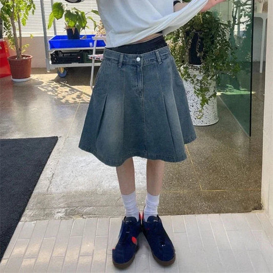 Denim Skirt for High Waist Aline Jupe Faldas Mujer Korean Y2k Mini Skirts