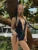 Shirring Bandage Playsuits Summer Halter Low Neck Backless Skinny Rompers Midnight Female Clubwear
