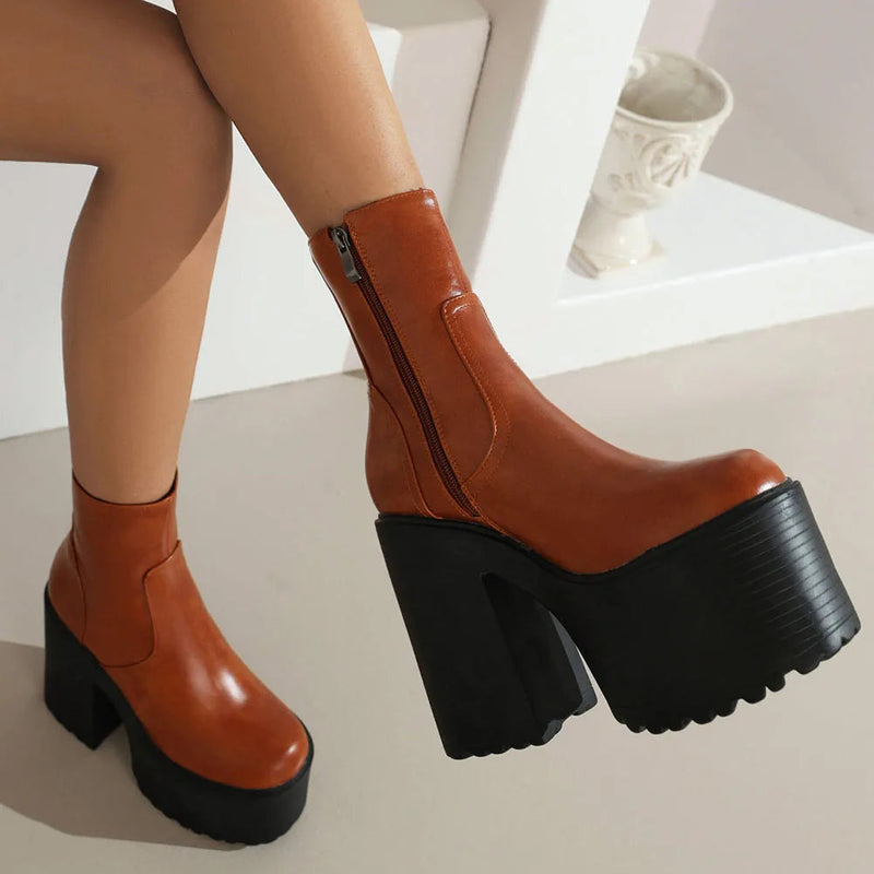 Platform Ankle Boots Winter Brand Design Great Quality Gothic Style Comfy Cool Street Shoes Boots Big Size 43