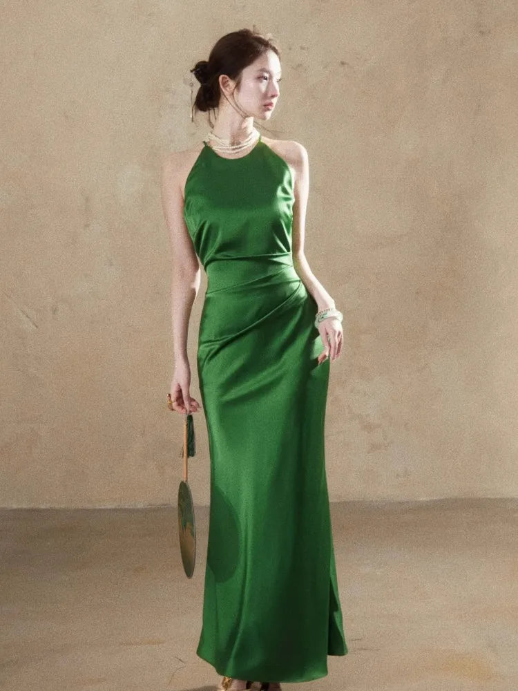 Long Dresses Ruffles Blue Evening Dress Slim Fit Whit Canisole Green Mermaid Vestidos