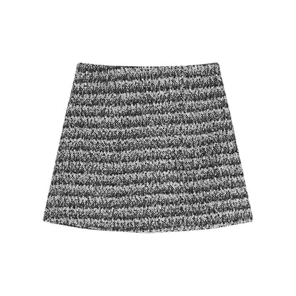 Spring New Oneck Diamond Sequins Cashmere Longsleeved Sweater + High Waist Striped Knit Skirt Twopiece Suit